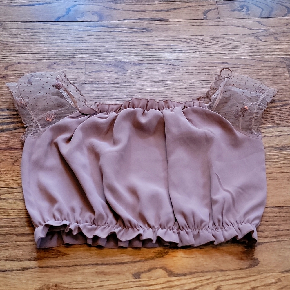 NEW Butterfly Sequin Crop Top